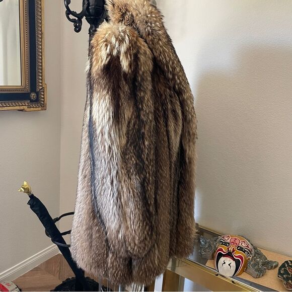 ♥️Luxurious Japanese Tanuki Fur Stroller Coat Vintage 1980s - Picture 15 of 16
